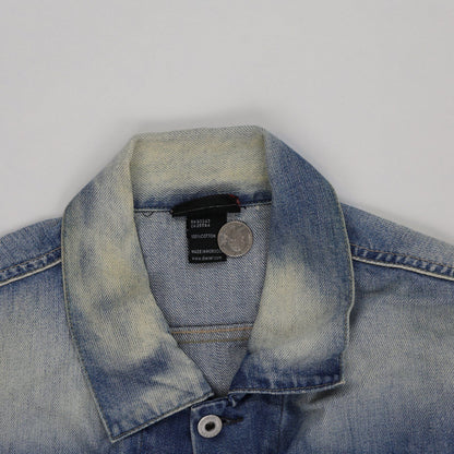Diesel Vintage Blue Distressed Denim Trucker Jacket Size Large 100% Cotton