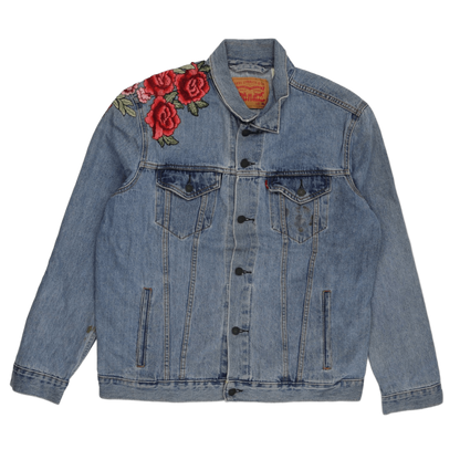 Levi's Vintage Distressed Light Blue Denim Trucker Jacket XL 100% Cotton