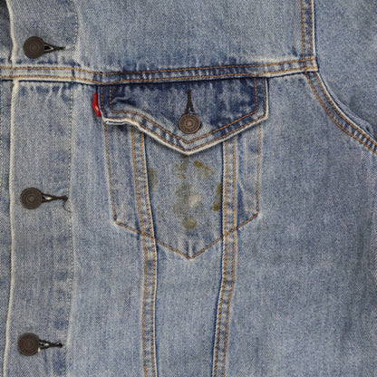 Levi's Vintage Distressed Light Blue Denim Trucker Jacket XL 100% Cotton