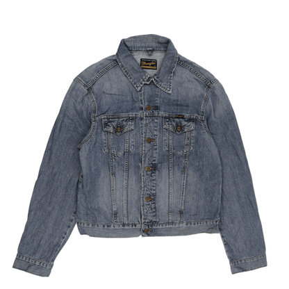 Wrangler Large Blue Denim Jacket Vintage Cotton Collared Trucker Style