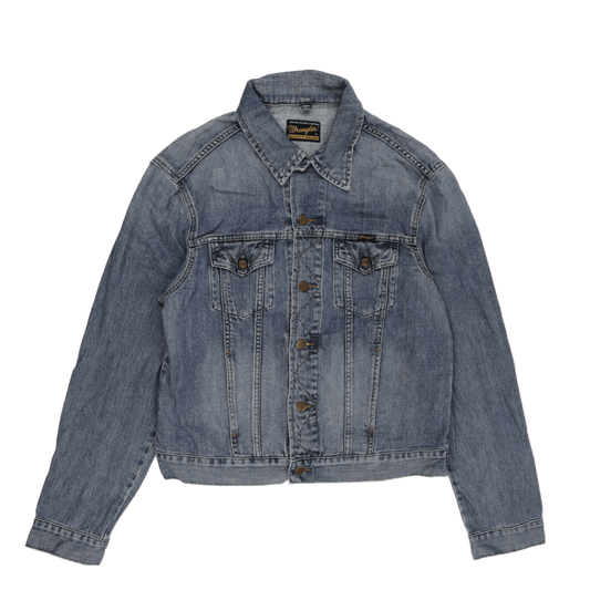 Wrangler Large Blue Denim Jacket Vintage Cotton Collared Trucker Style