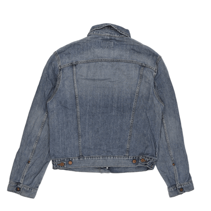 Wrangler Large Blue Denim Jacket Vintage Cotton Collared Trucker Style