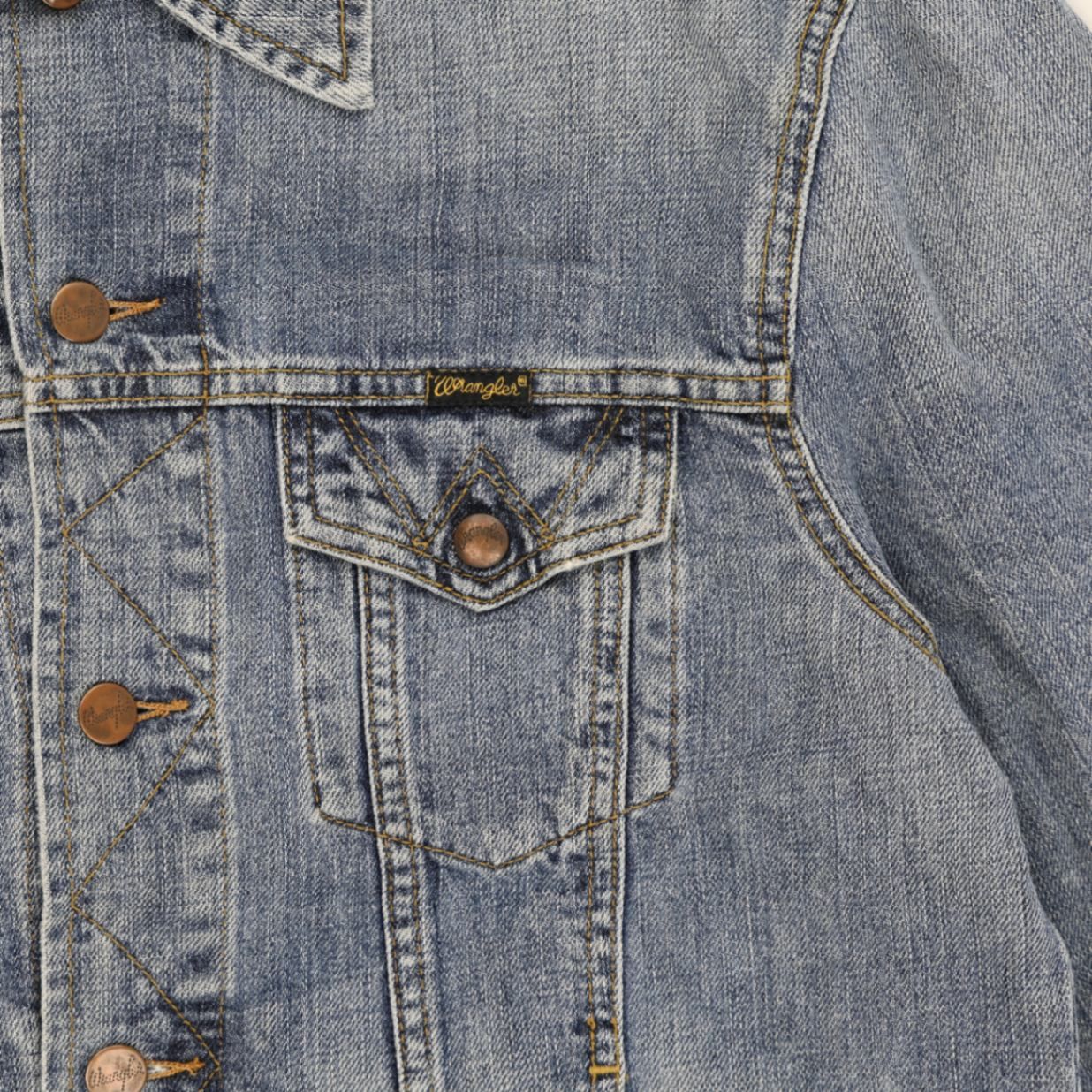 Wrangler Large Blue Denim Jacket Vintage Cotton Collared Trucker Style
