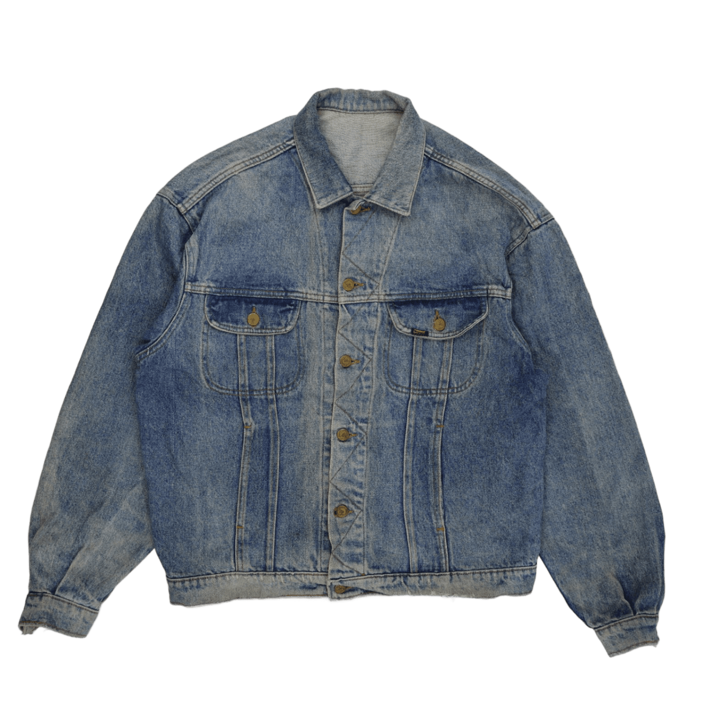 Lee Vintage Faded Blue Denim Jacket Unisex Large 100 Percent Cotton Collared