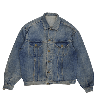 Lee Vintage Faded Blue Denim Jacket Unisex Large 100 Percent Cotton Collared