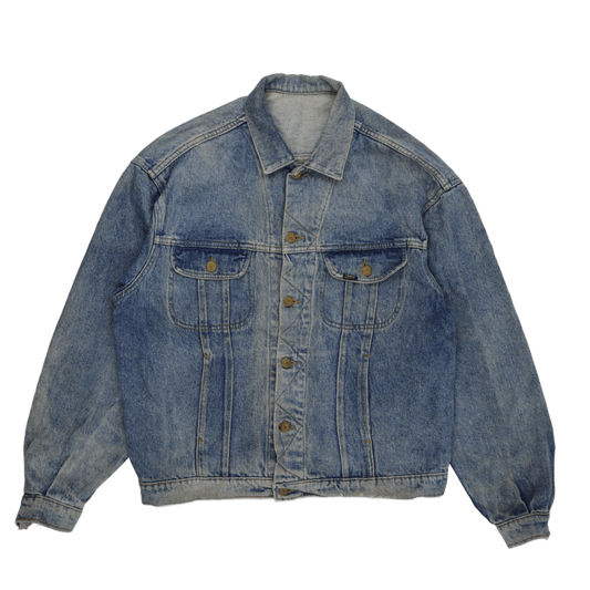 Lee Vintage Faded Blue Denim Jacket Unisex Large 100 Percent Cotton Collared