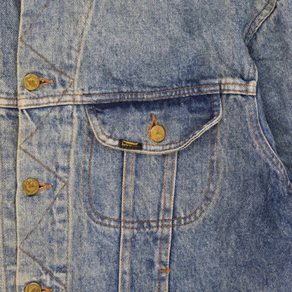 Lee Vintage Faded Blue Denim Jacket Unisex Large 100 Percent Cotton Collared