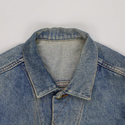 Lee Vintage Faded Blue Denim Jacket Unisex Large 100 Percent Cotton Collared