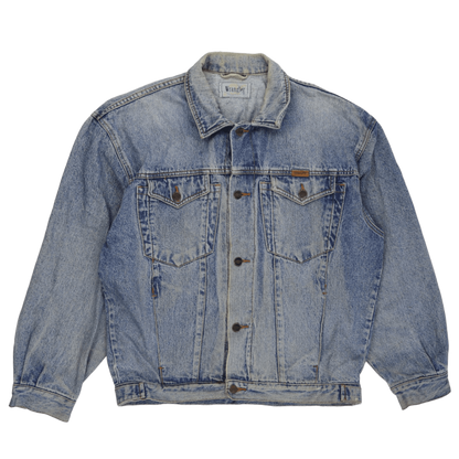 Wrangler Vintage Blue Denim Jacket for Men Large 100 Percent Cotton Collared