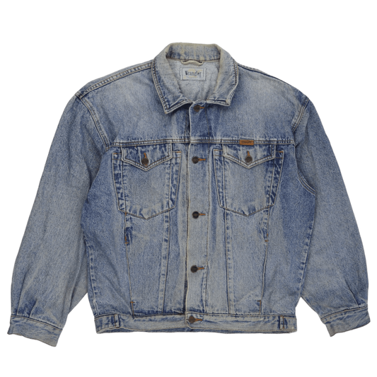 Wrangler Vintage Blue Denim Jacket for Men Large 100 Percent Cotton Collared