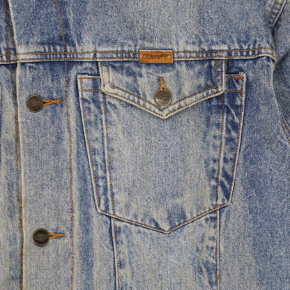 Wrangler Vintage Blue Denim Jacket for Men Large 100 Percent Cotton Collared