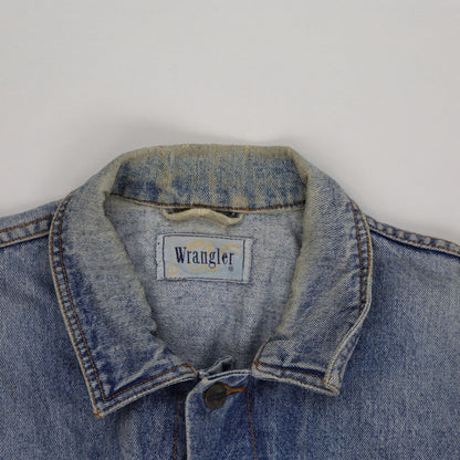 Wrangler Vintage Blue Denim Jacket for Men Large 100 Percent Cotton Collared