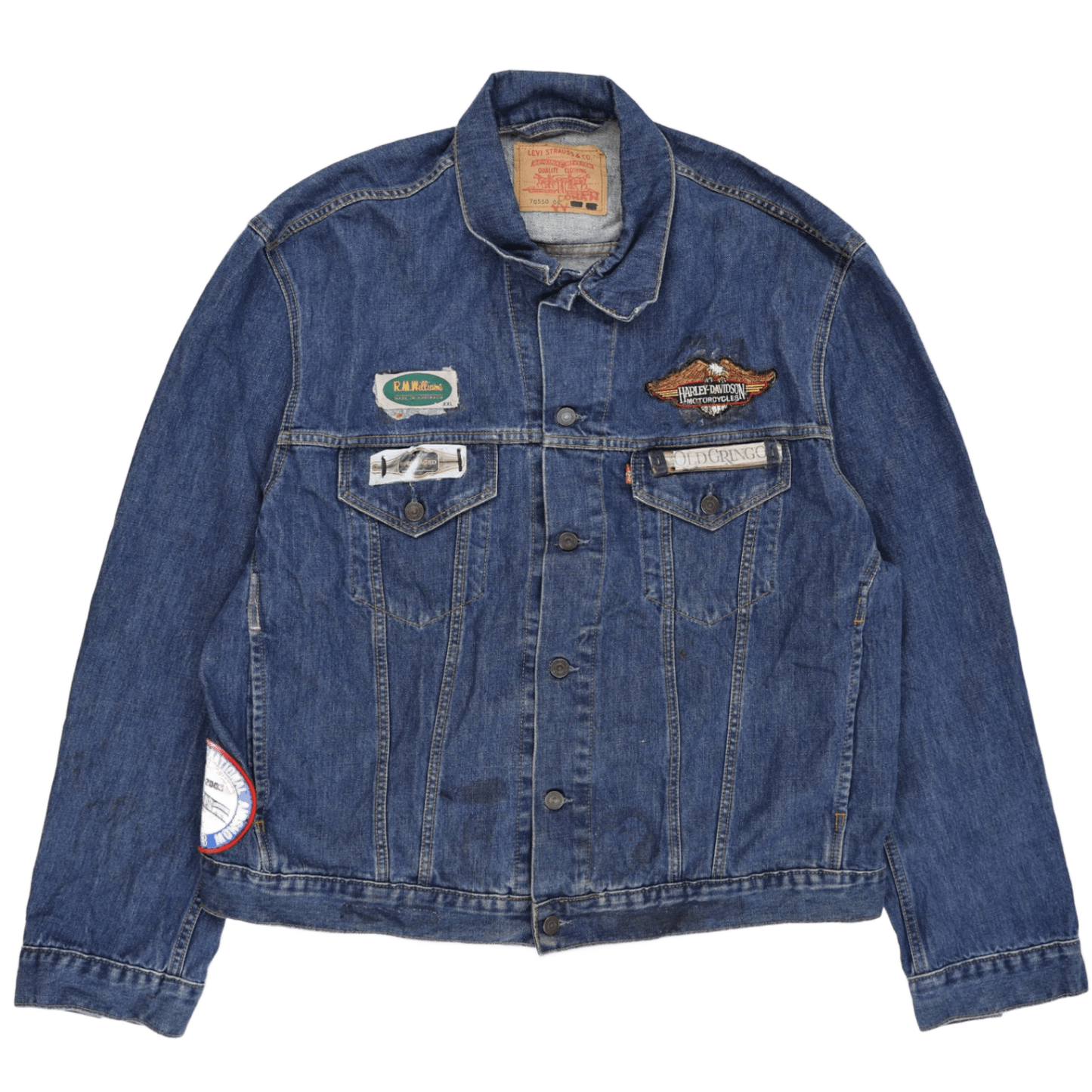Conan Vintage Harley Davidson Patched Denim Jacket Blue XXL Cotton