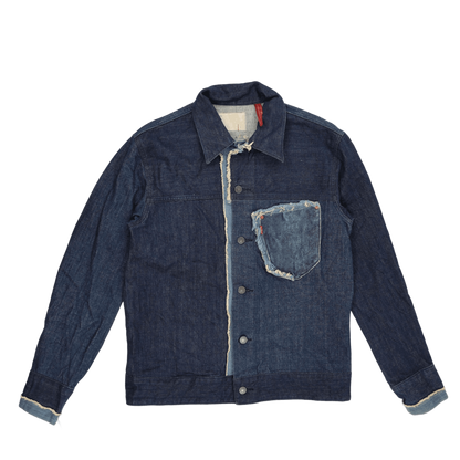 Redicoop Patchwork Denim Jacket Indigo Blue Large Cotton Denim