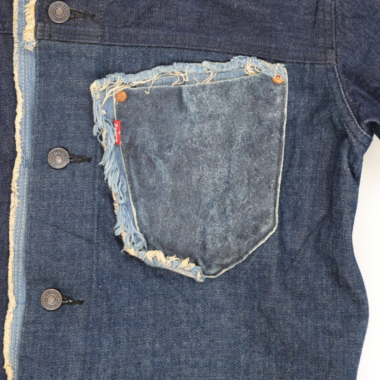 Redicoop Patchwork Denim Jacket Indigo Blue Large Cotton Denim