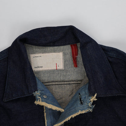 Redicoop Patchwork Denim Jacket Indigo Blue Large Cotton Denim