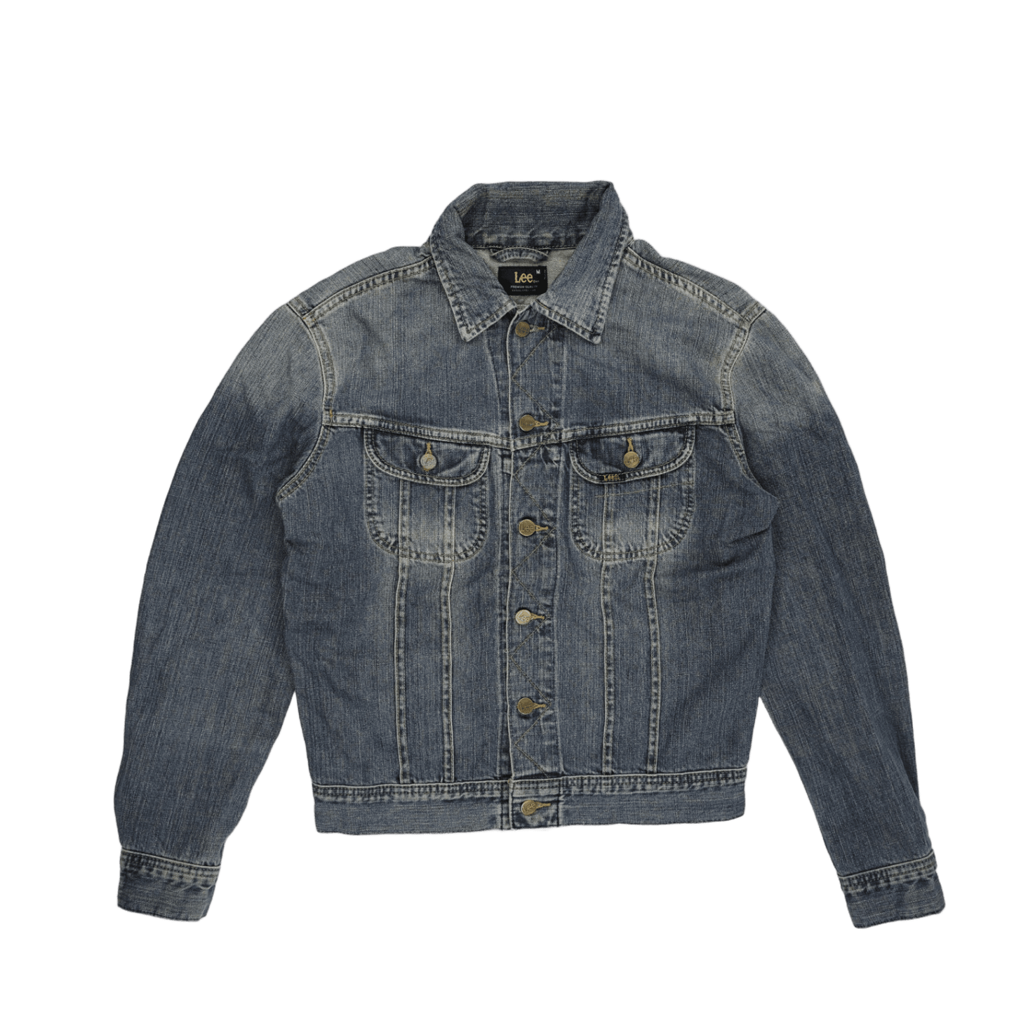 Lee Vintage Medium Blue Denim Jacket Cotton Denim Collared Size Medium