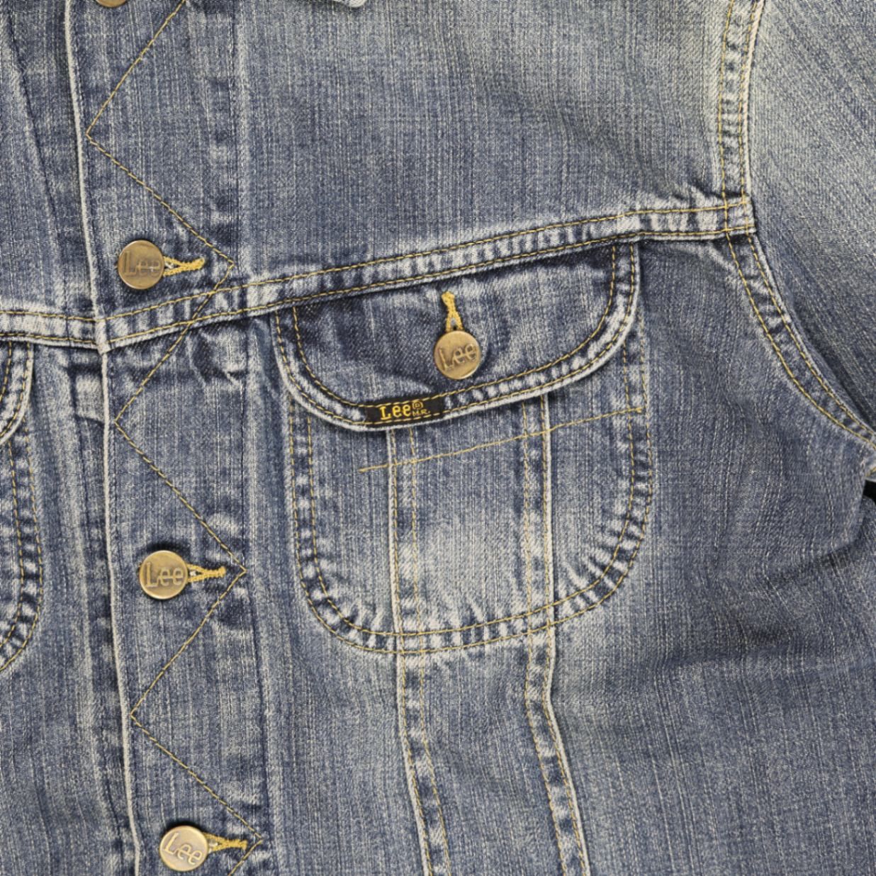 Lee Vintage Medium Blue Denim Jacket Cotton Denim Collared Size Medium