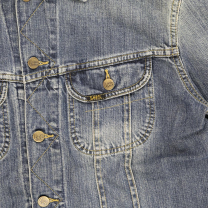 Lee Vintage Medium Blue Denim Jacket Cotton Denim Collared Size Medium