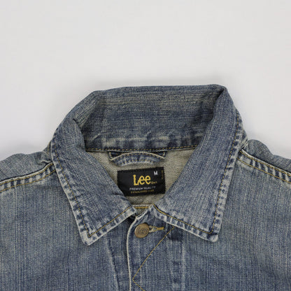 Lee Vintage Medium Blue Denim Jacket Cotton Denim Collared Size Medium