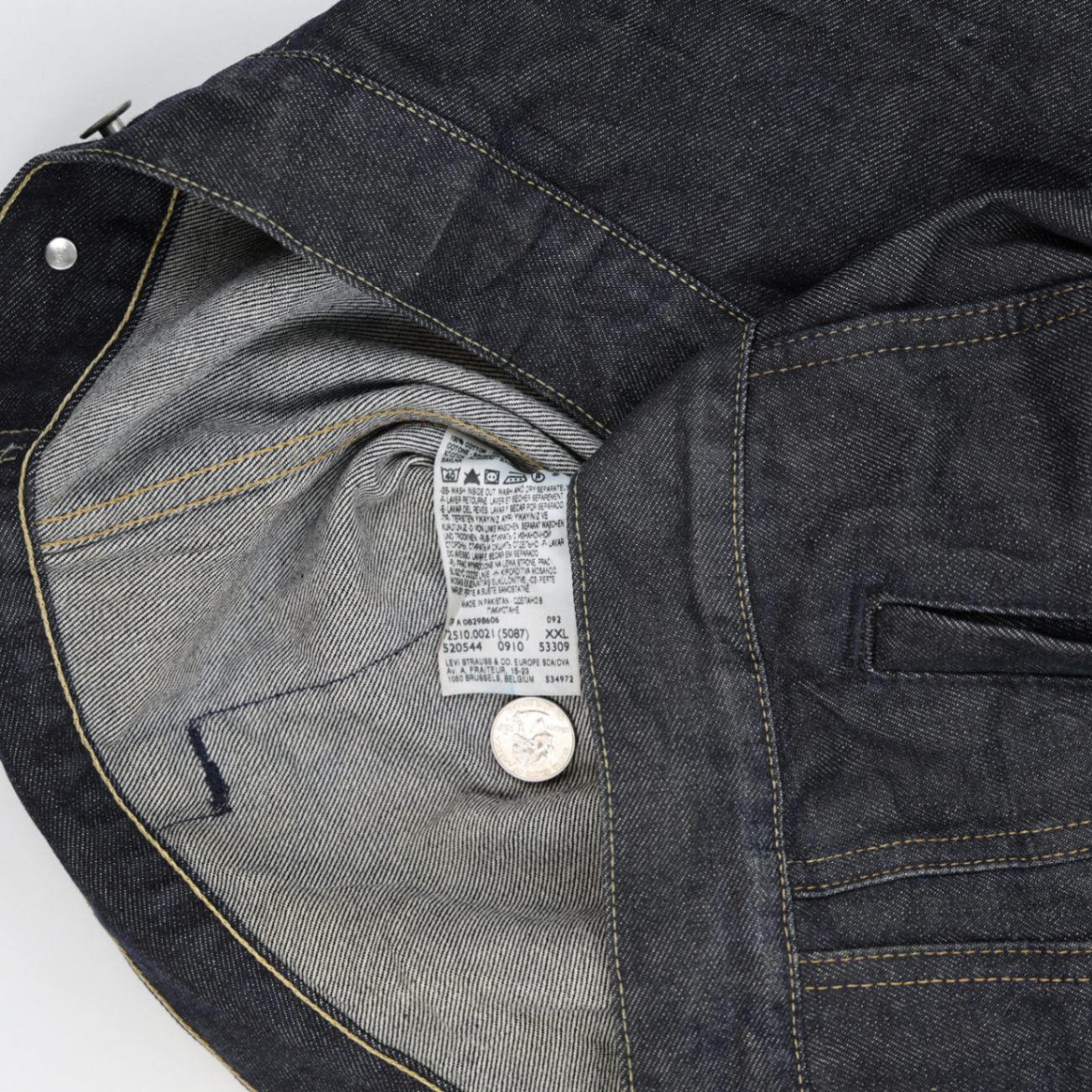 Levi's XXL Denim Trucker Jacket T2510 Indigo Blue Cotton Vintage