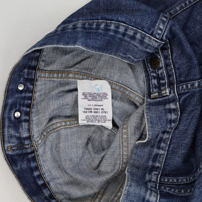 Levi's Vintage XL Custom Embroidered Blue Denim Jacket Cotton Denim Collared