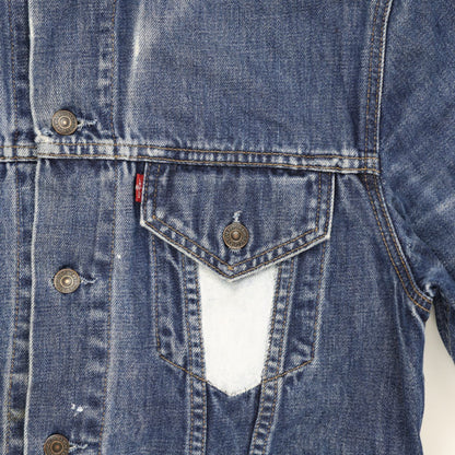 Levi's Vintage XL Custom Embroidered Blue Denim Jacket Cotton Denim Collared