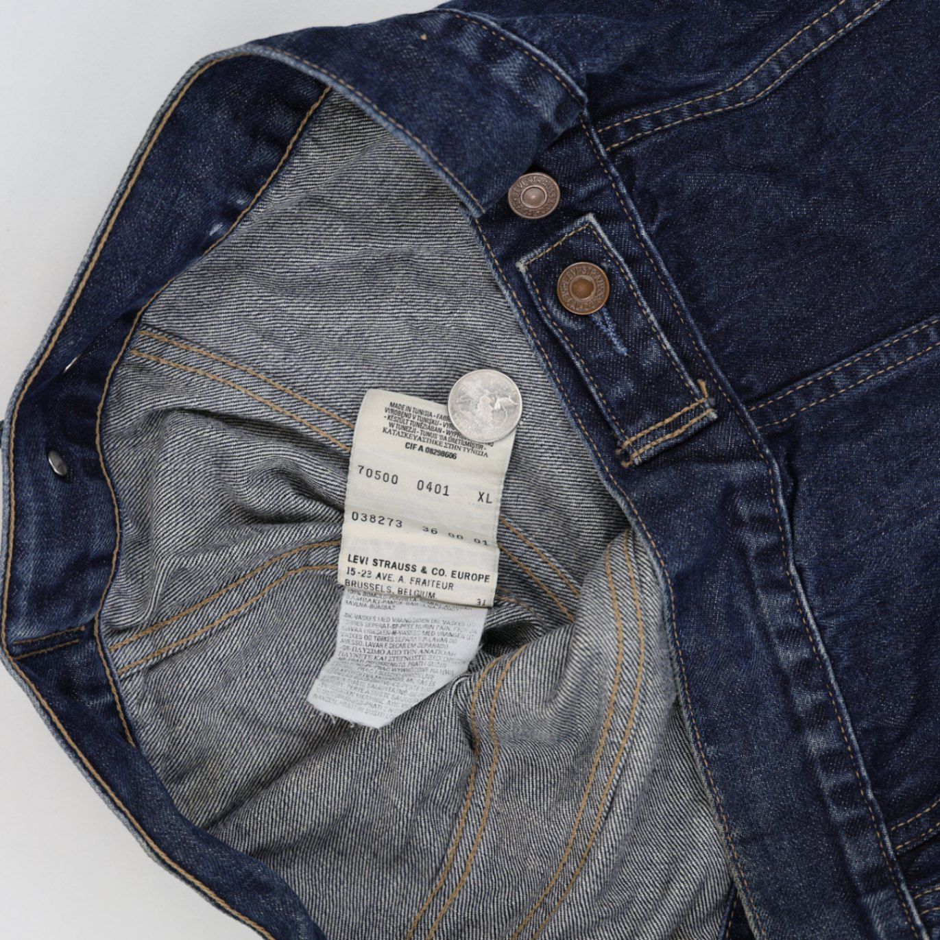 Levi's Vintage 70500 XL Blue Denim Trucker Jacket Cotton