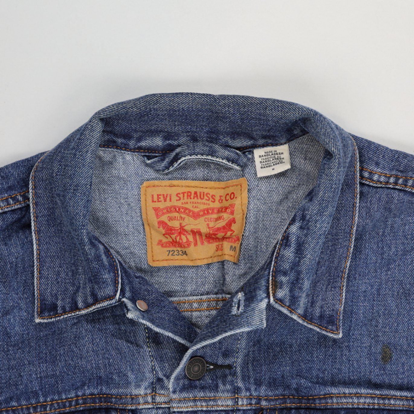 Levi's 72334 Vintage Blue Denim Jacket Medium Cotton Denim Collared