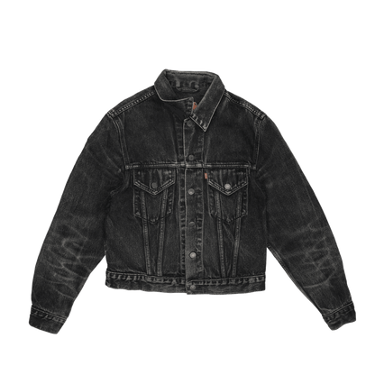 Levi's Black Denim Jacket 70500-08 Large Vintage Cotton Collared Men's Outerwear