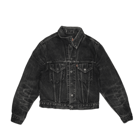 Levi's Black Denim Jacket 70500-08 Large Vintage Cotton Collared Men's Outerwear
