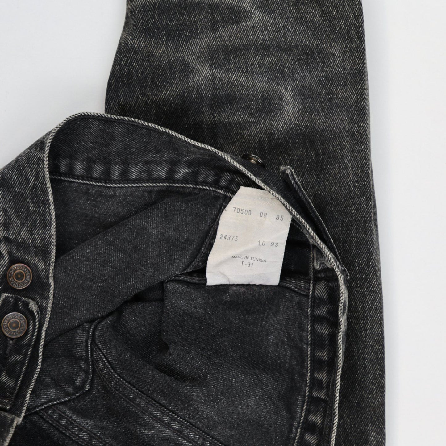 Levi's Black Denim Jacket 70500-08 Large Vintage Cotton Collared Men's Outerwear