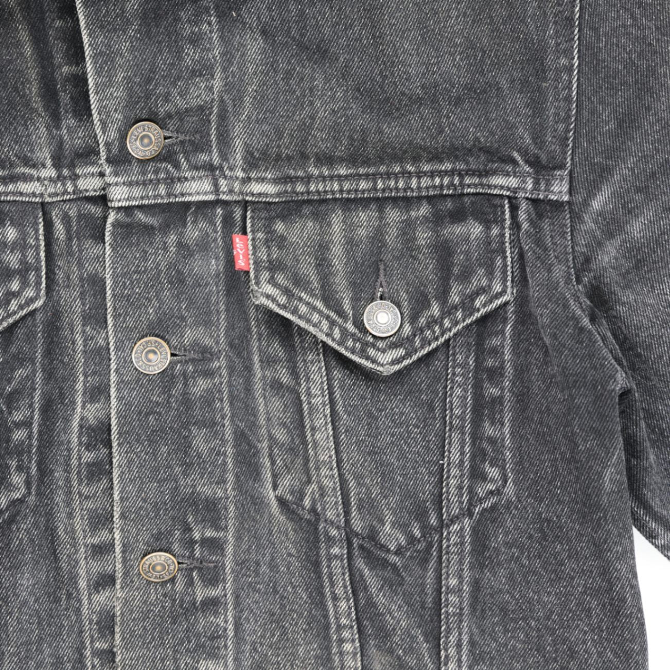 Levi's Black Denim Jacket 70500-08 Large Vintage Cotton Collared Men's Outerwear