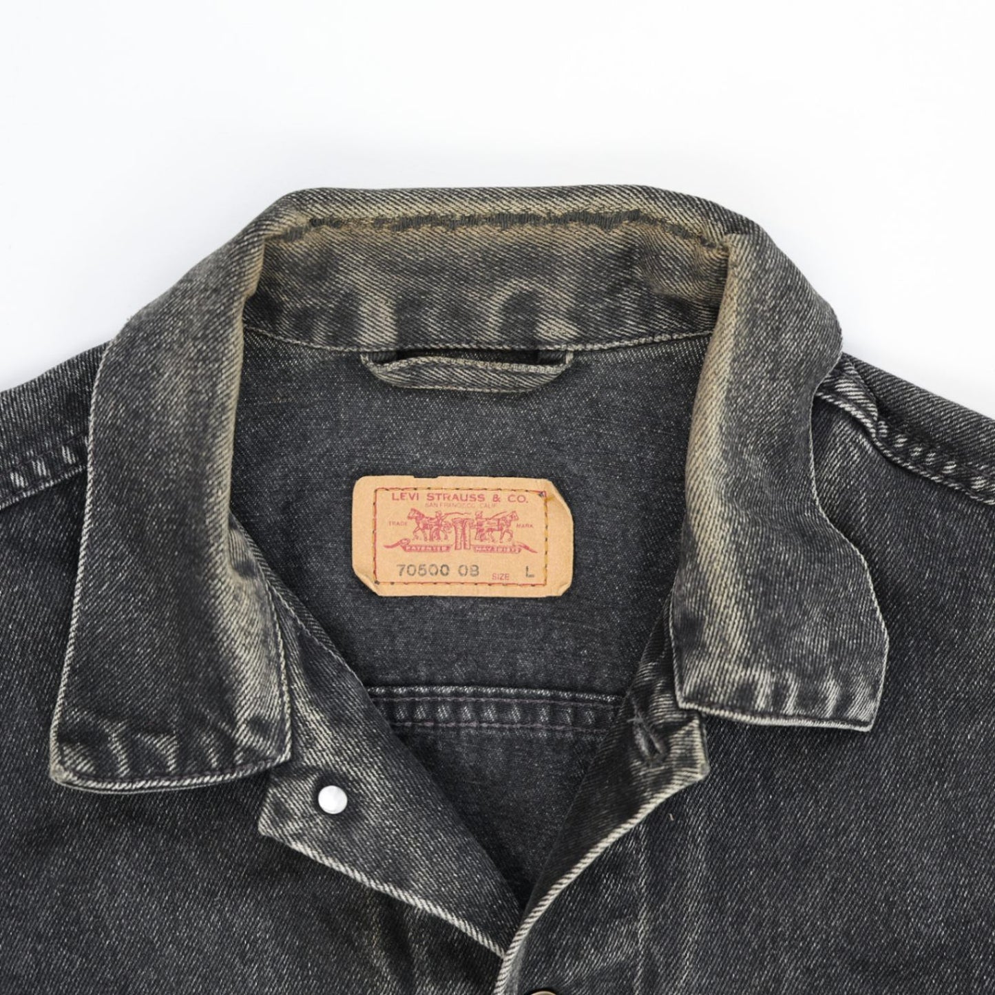 Levi's Black Denim Jacket 70500-08 Large Vintage Cotton Collared Men's Outerwear