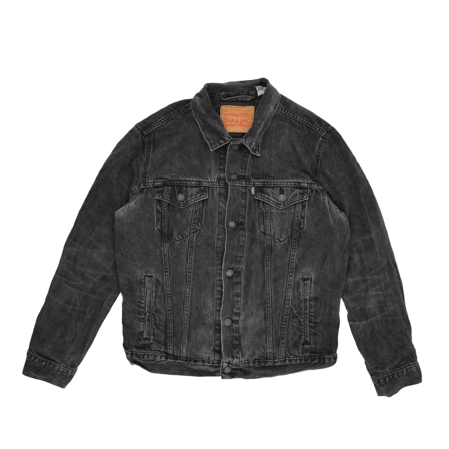 Levi's Black Denim Trucker Jacket Large 100 Percent Cotton Vintage