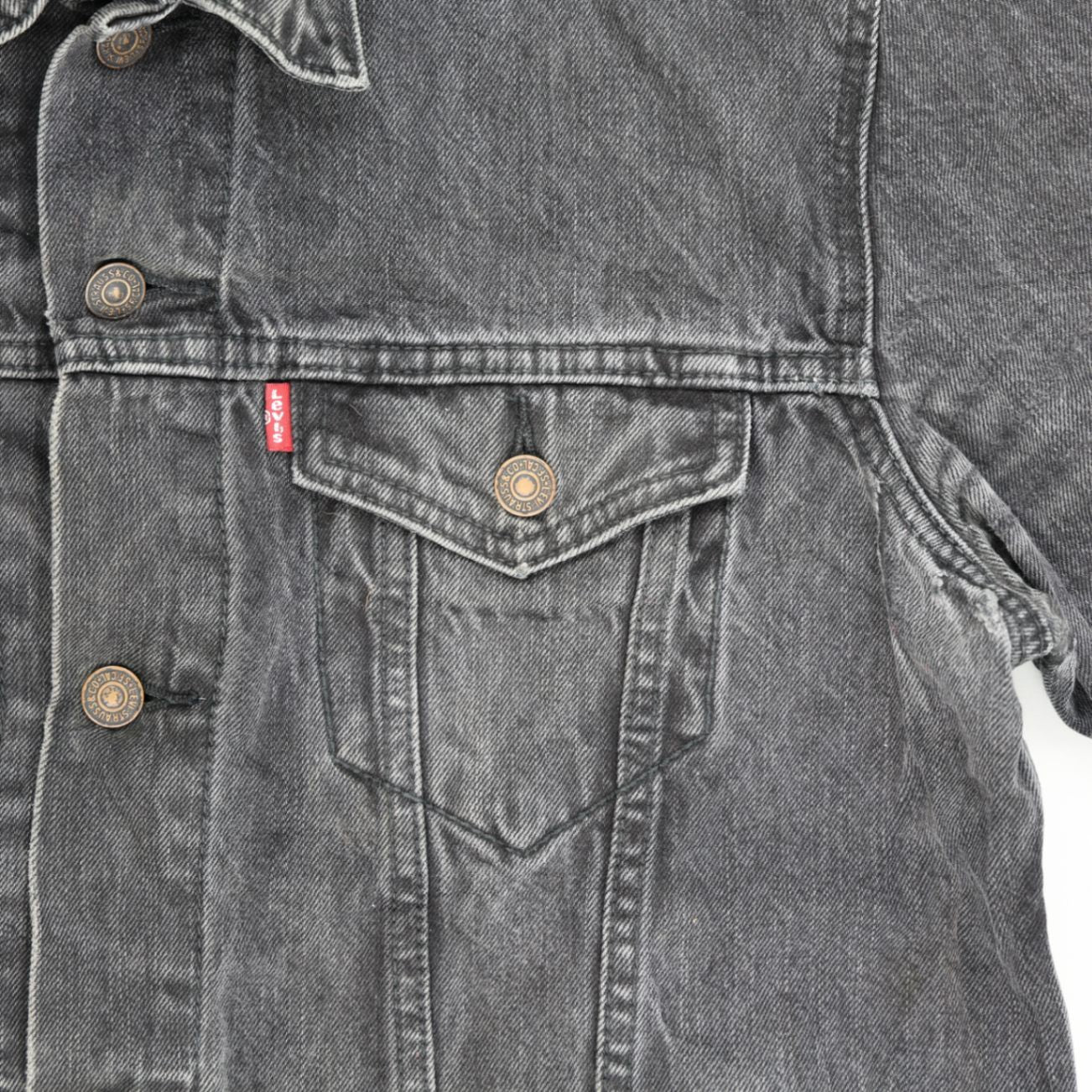Levi's Black Denim Trucker Jacket Large 100 Percent Cotton Vintage
