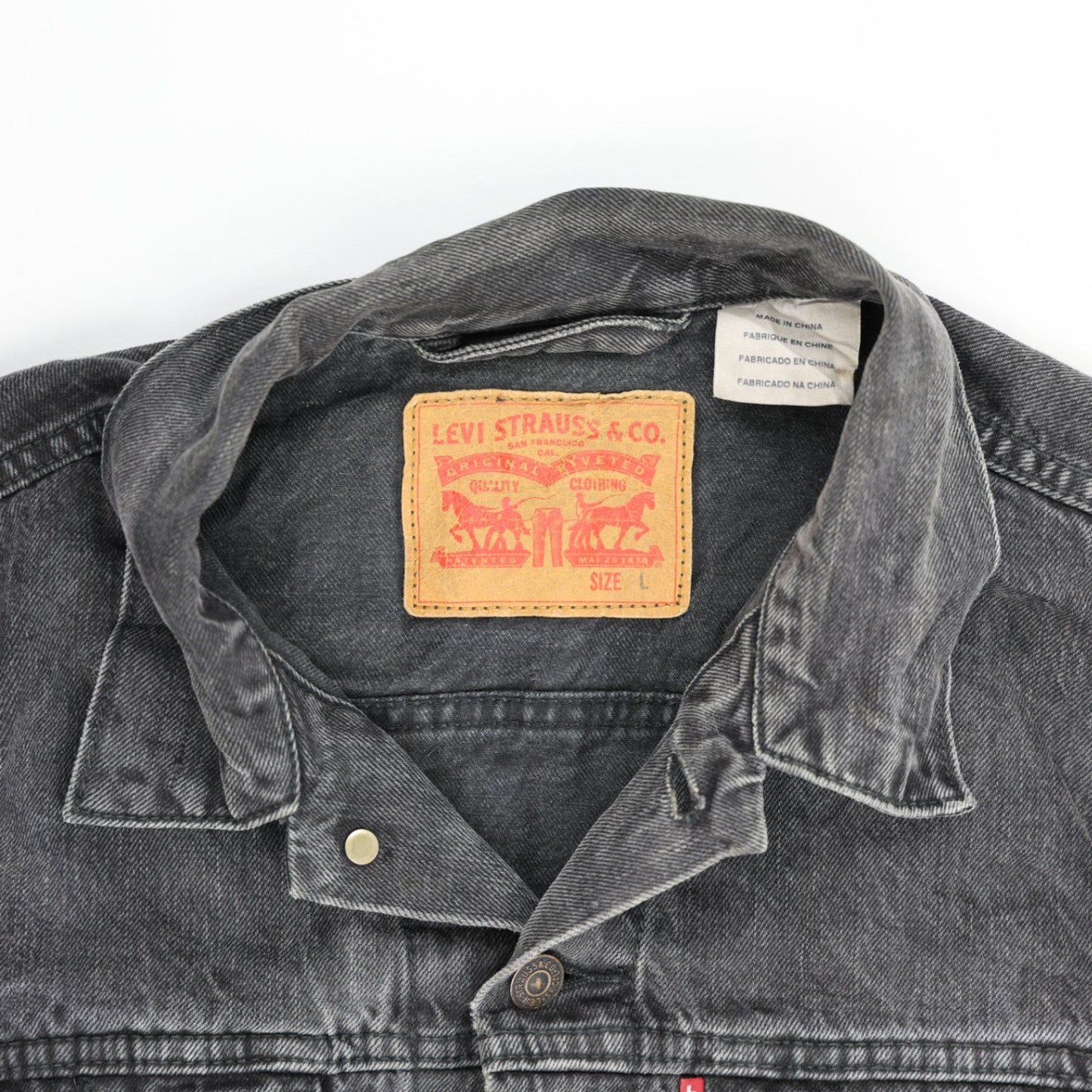 Levi's Black Denim Trucker Jacket Large 100 Percent Cotton Vintage