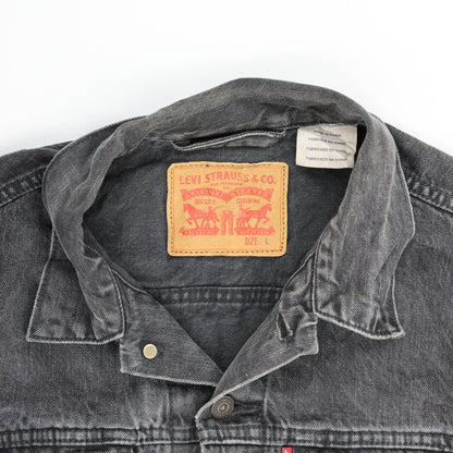 Levi's Black Denim Trucker Jacket Large 100 Percent Cotton Vintage