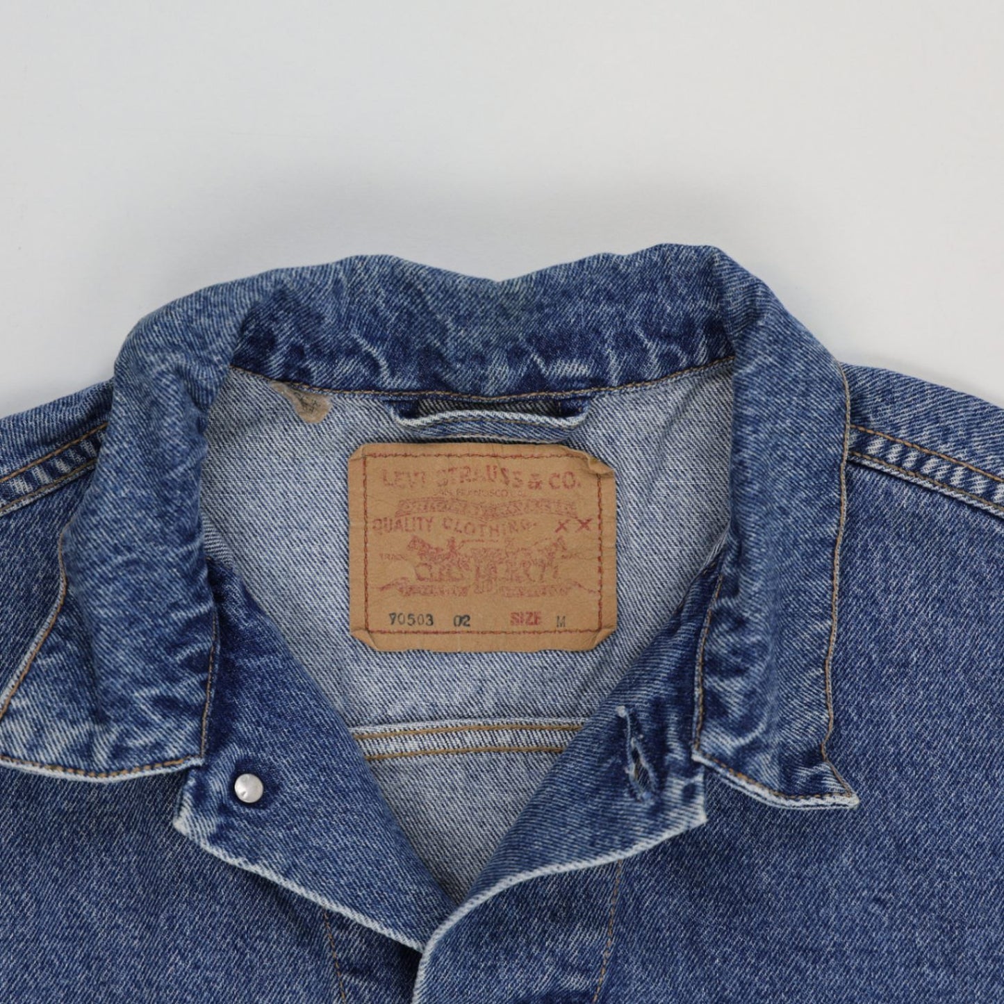 Levi's Vintage 70503 Blue Denim Jacket Men Size M Cotton Collared