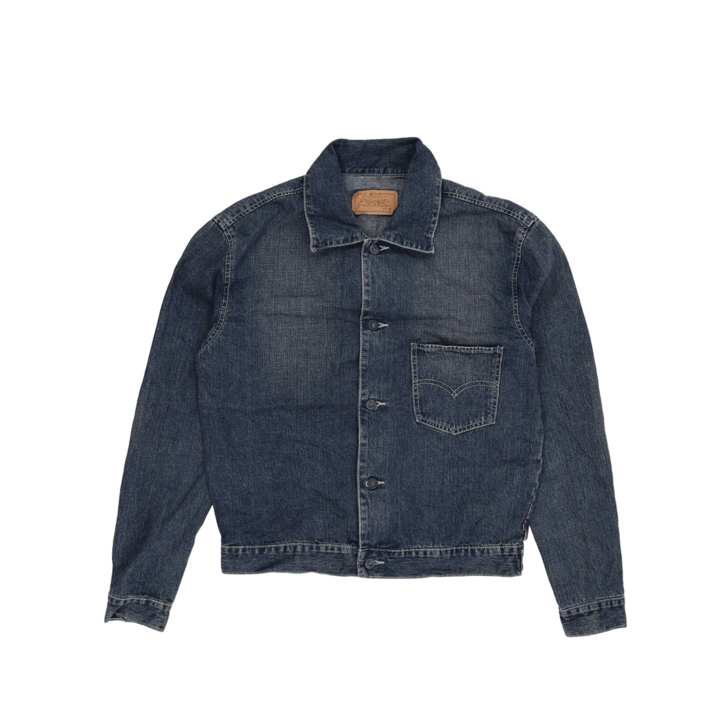 Levi Strauss & Co Vintage Blue Denim Trucker Jacket Men's Size M 100% Cotton Collared