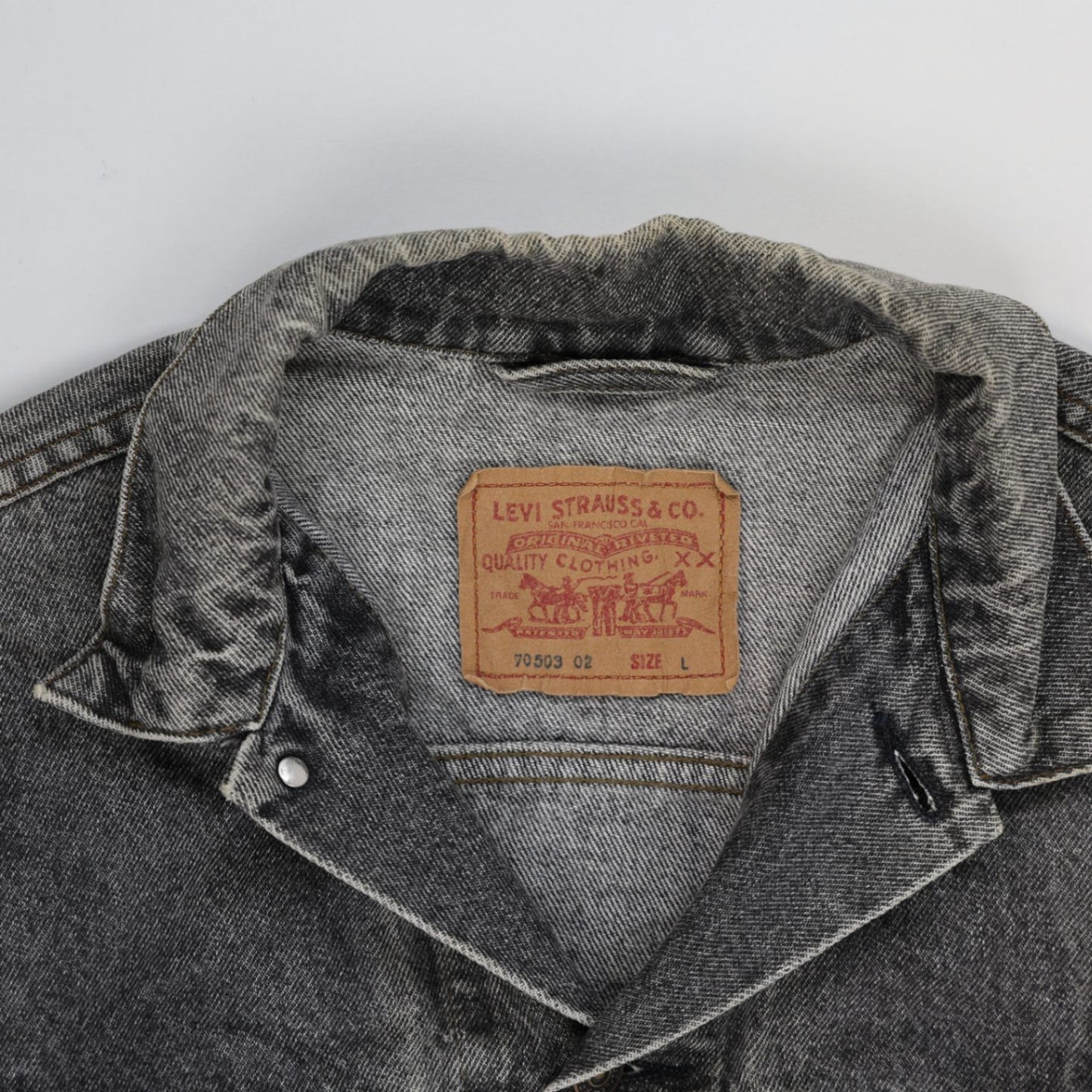 Levi's Vintage Black Acid Wash Denim Trucker Jacket Size Large
