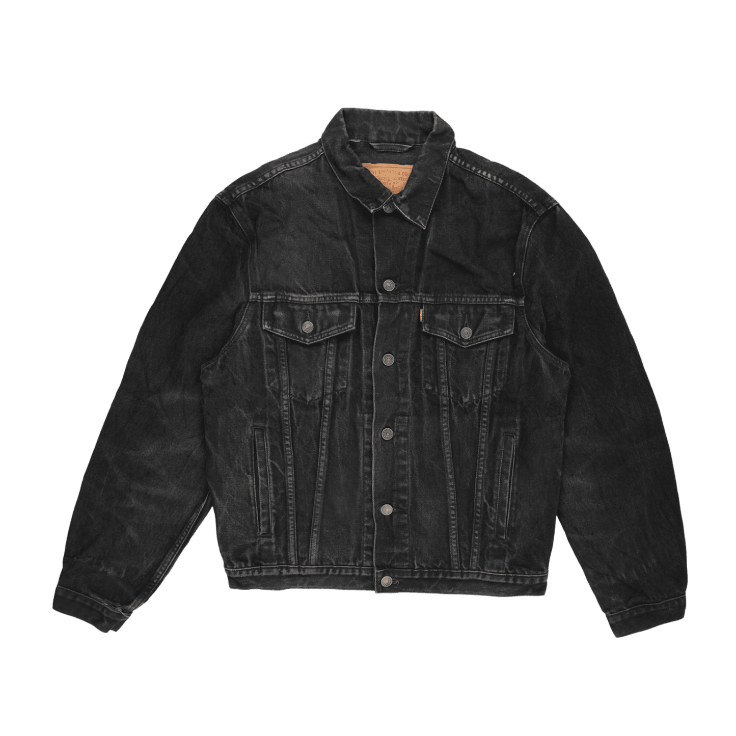 Levi's Vintage Black Denim Jacket Men Medium 100 Percent Cotton Collared
