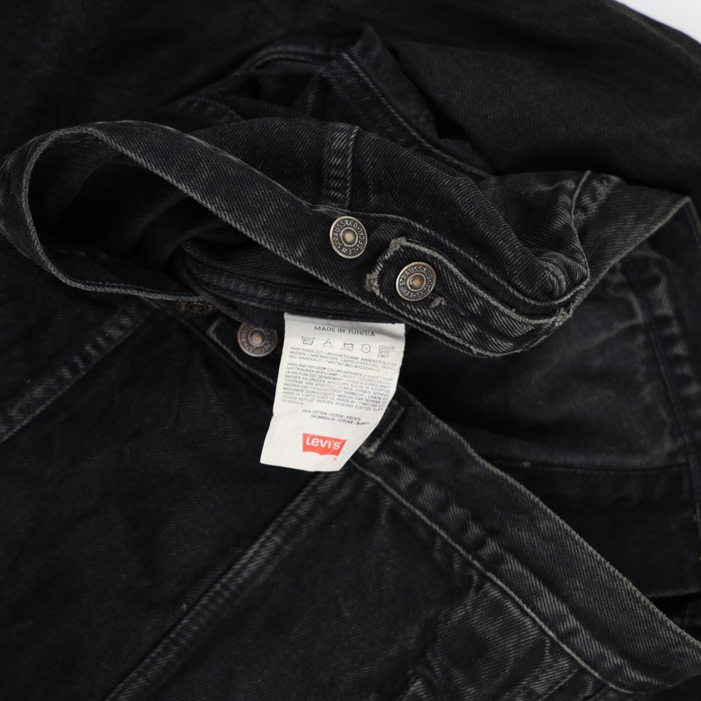 Levi's Vintage Black Denim Jacket Men Medium 100 Percent Cotton Collared