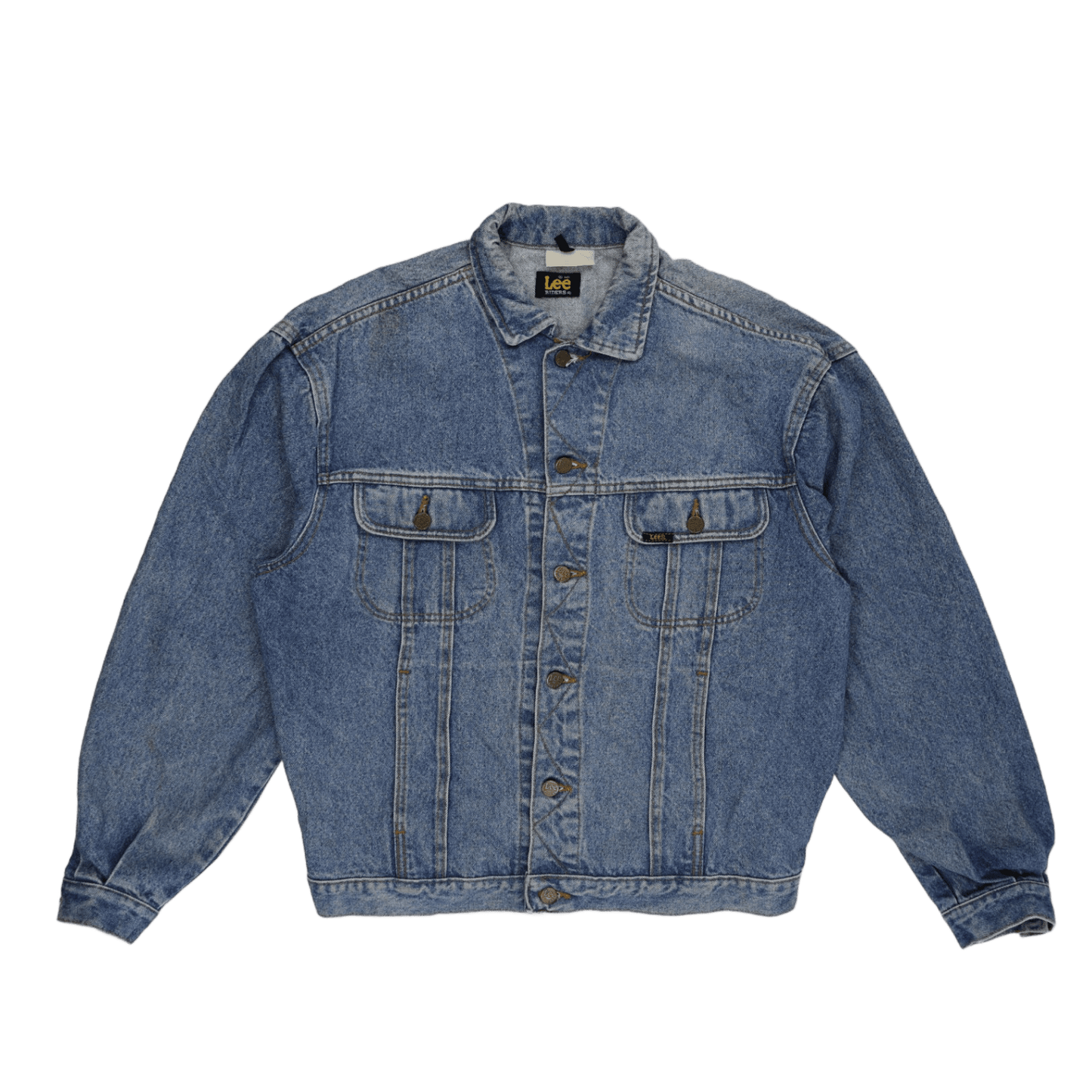 Lee Vintage Blue Denim Jacket Unisex Medium Cotton Collared Style