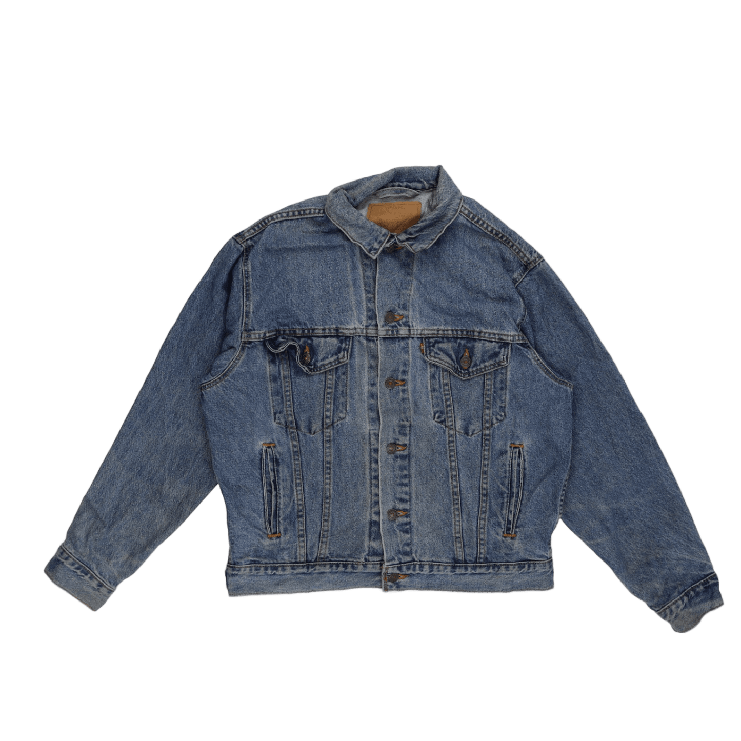 Levi's Vintage Blue Denim Trucker Jacket Size L 100% Cotton Collared
