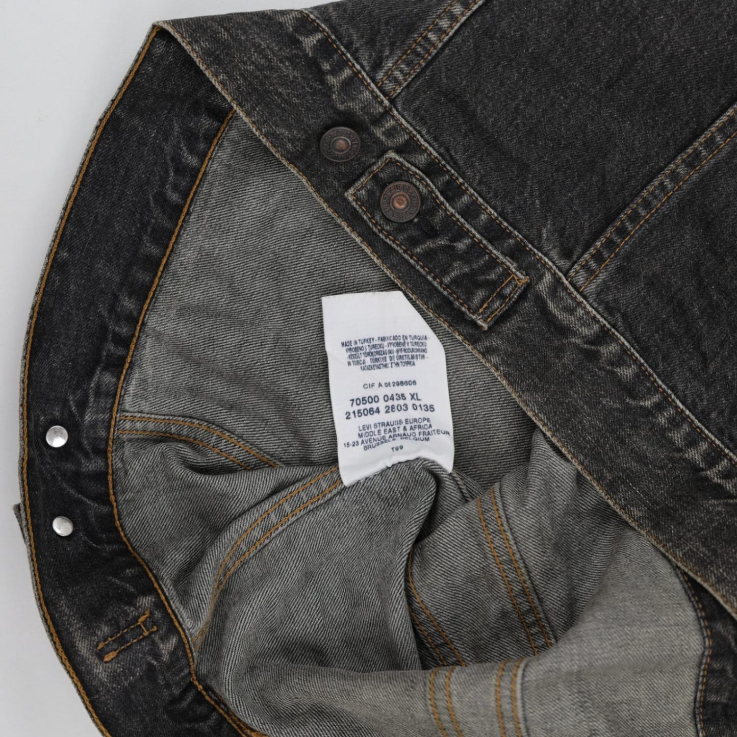 Levi's Vintage 70500 Black Denim Trucker Jacket XL Cotton
