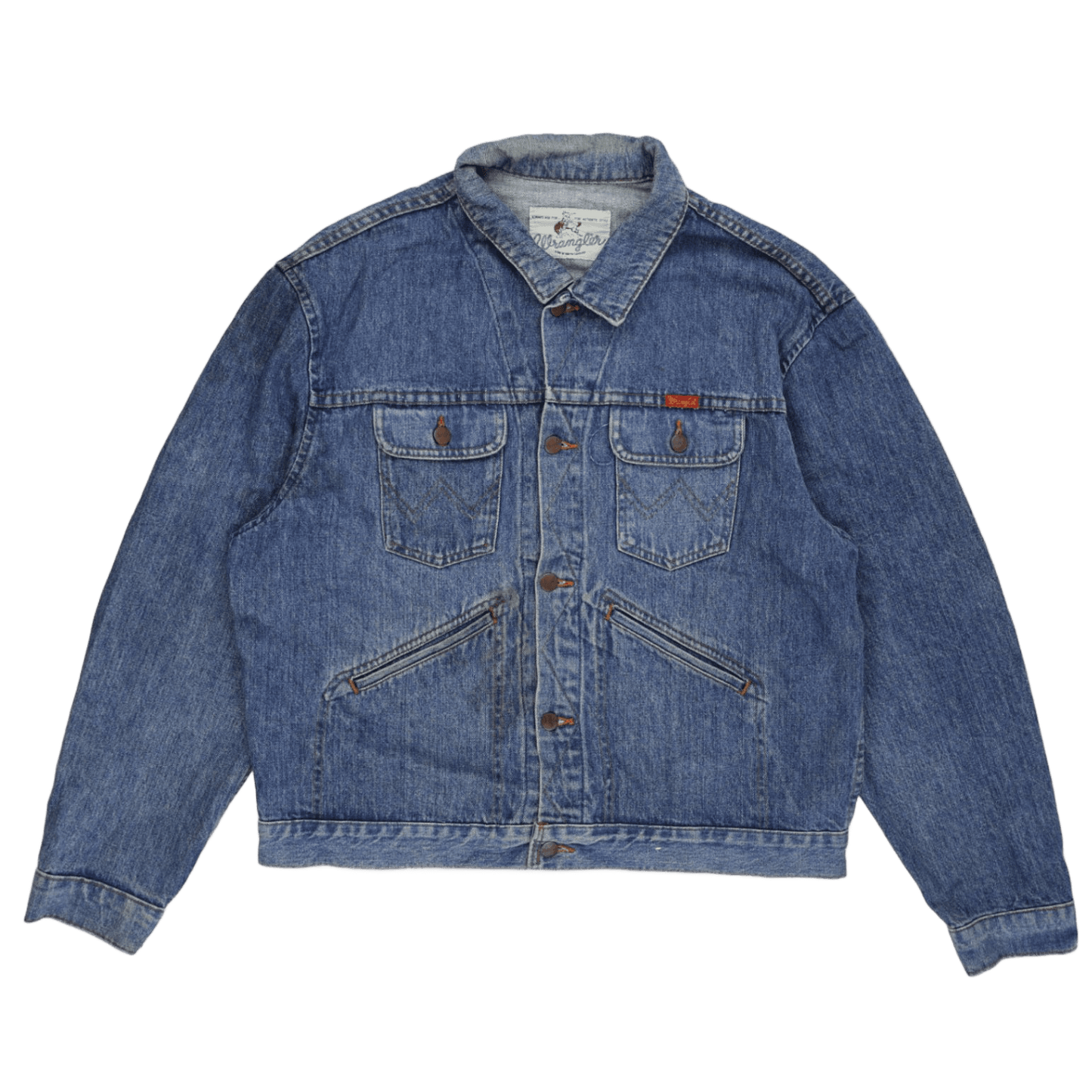Wrangler Vintage Blue Denim Trucker Jacket Large Cotton for Men
