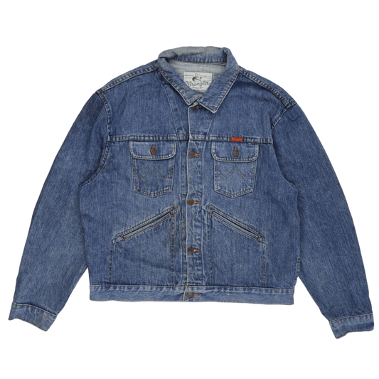 Wrangler Vintage Blue Denim Trucker Jacket Large Cotton for Men