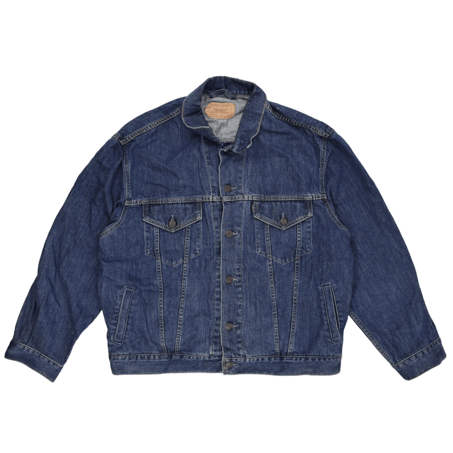 Levi's Vintage 70550 Blue Denim Trucker Jacket XL Cotton Collared