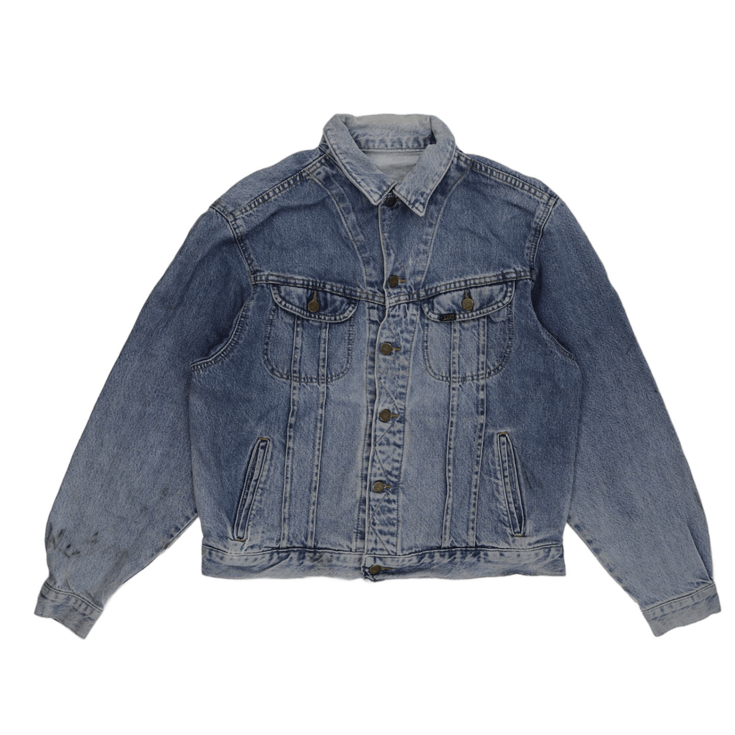 Lee Vintage Denim Jacket Faded Blue Large Cotton Denim Classic Collared